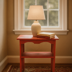 barn red farmhouse entryway table