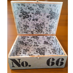 white wooden storage box no.66