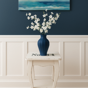 distressed white side table