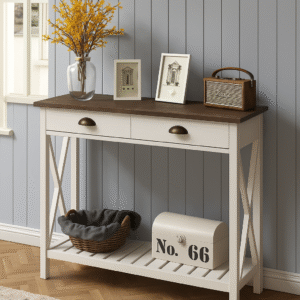 white wooden storage box no.66