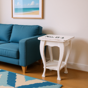 distressed white side table