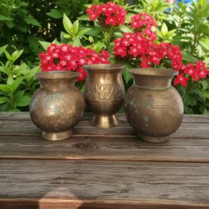 set of 3 patina vases – vintage inspired décor