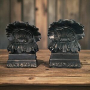 solid black iron bookends