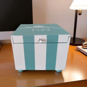 blue & white striped storage box – nautical farmhouse accent