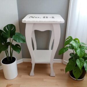 distressed white side table