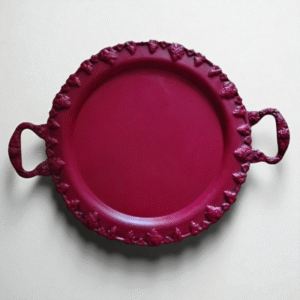 decorative maroon metal table tray – bold & functional accent