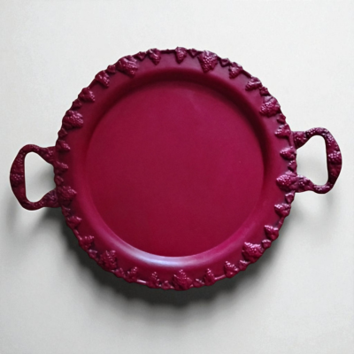 decorative maroon metal table tray – bold & functional accent