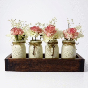 painted mason jars centerpiece, 4 set