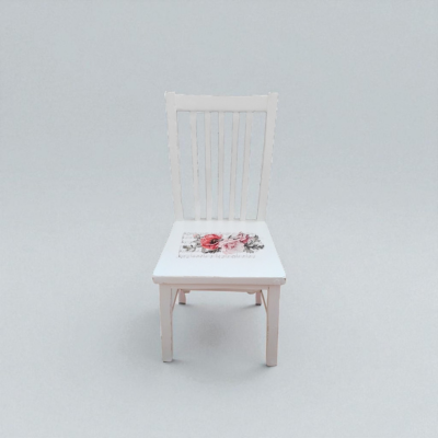 Childs chair white with floral transfer floral.