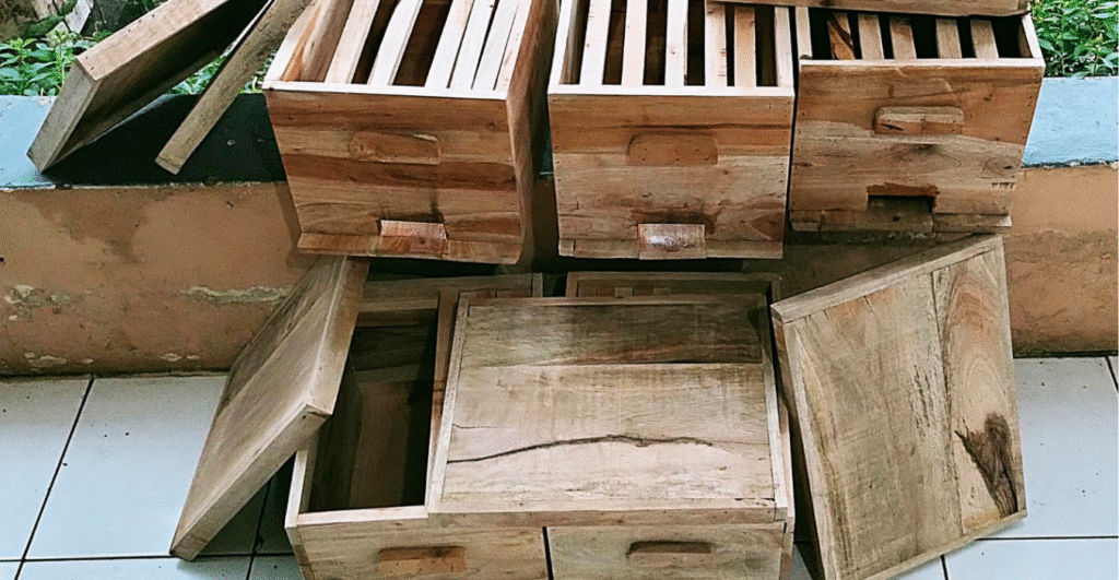 A pile of crates.