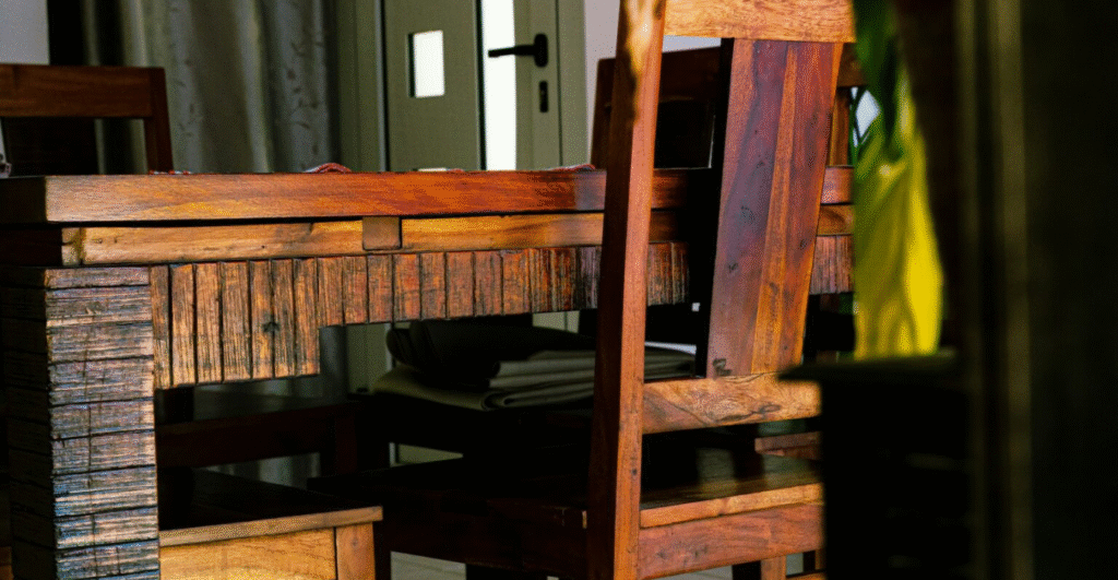 Old wood table and chair