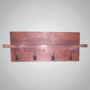wood shelf with 4 hooks