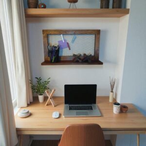 wooden chicken wire shelf