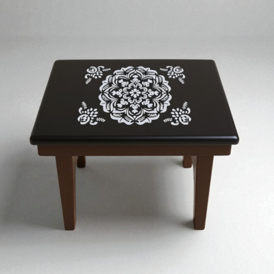 decorative black mandala step stool