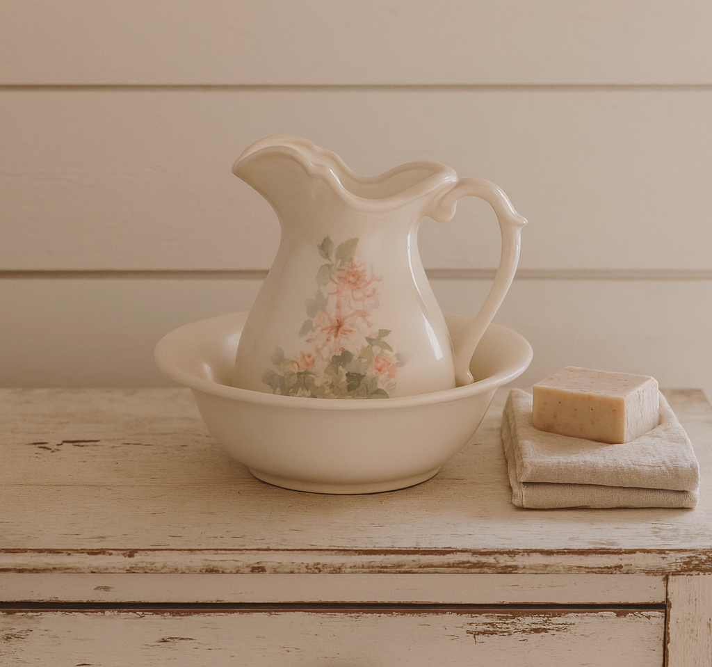 vintage pitcher and wash basin